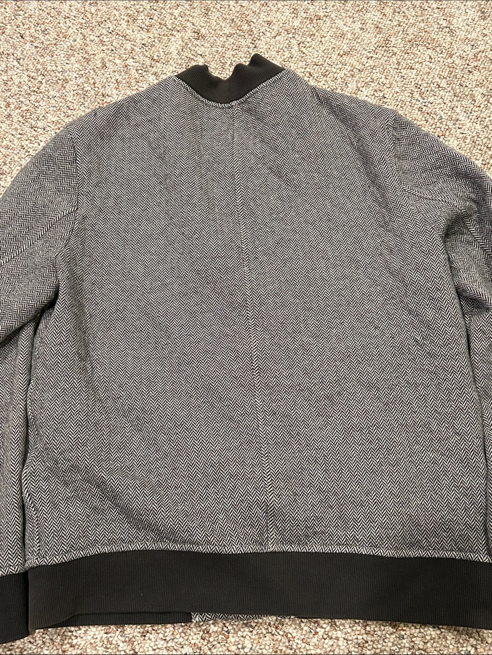 Club Monaco Gray Herringbone Bomber with Black Trim - Picture 6 of 7